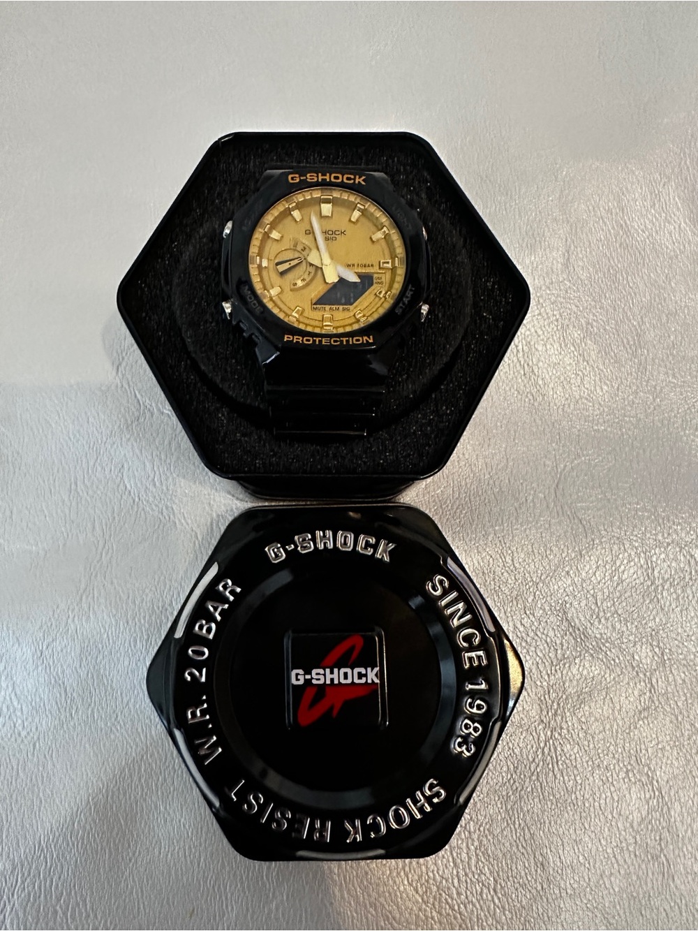 G-Shock Men's Black Resin Watch with Gold Dial